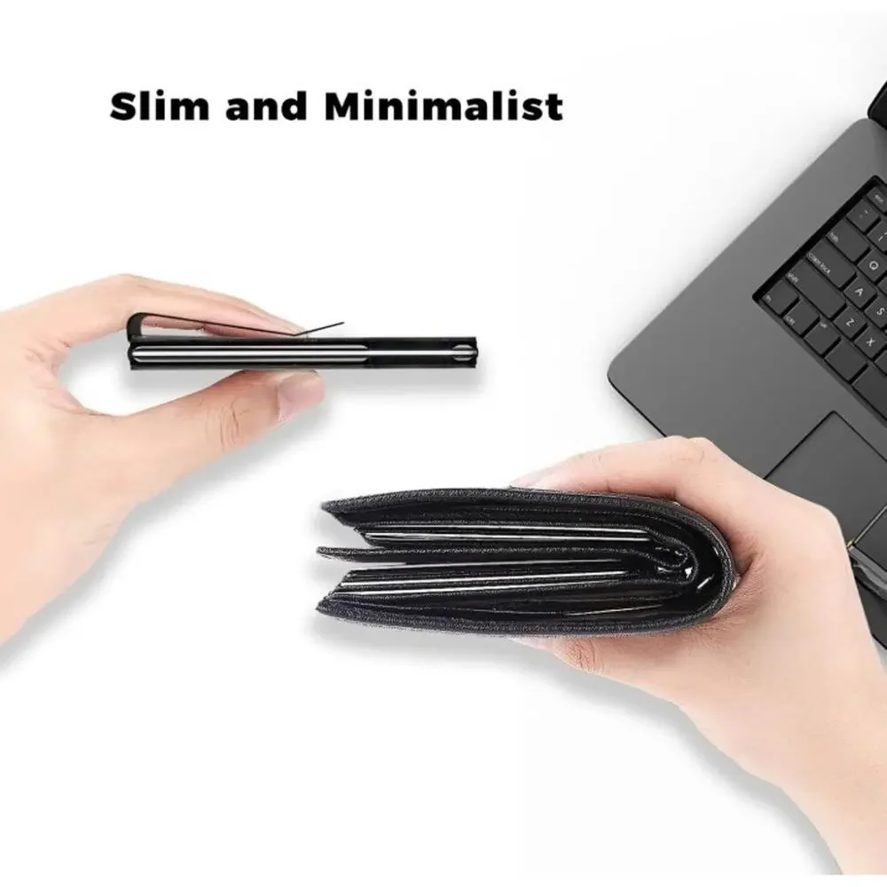 MONOCARBON Carbon Fiber RFID Wallet Slim Front Pocket Money Clip for Men